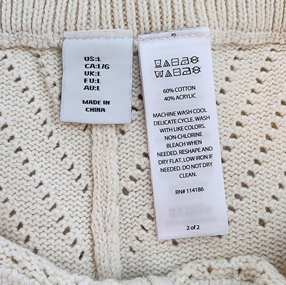 CUPCAKES & CASHEMERE CROTCHET KNIT SHORT IVORY DRAWSTRING WAIST NWT SZ LARGE - Picture 4 of 12